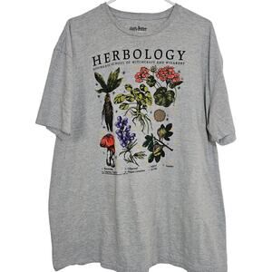 Harry Potter 2X Herbology Gray Tshirt Casual‎ Plants Storybook Wizardry Magic